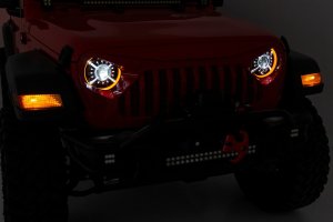 Jeep Gladiator DRL Halo LED Headlights - Front - Rough Country - 9 Inch, DOT Approved, Projection - '20-'23